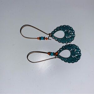 Elegant Teal and Bronze Earrings